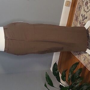 Kirious Brown Elastic Back Waist Back Slit 4 Pocket Midi Skirt - Size XS